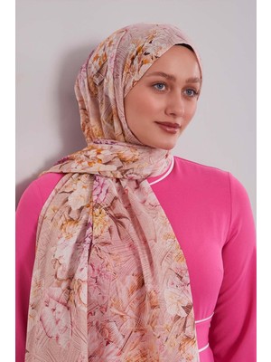 Pembe Güllü Desen Pamuk Şal
