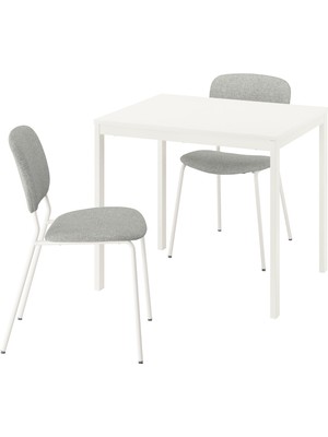 Mutfak Masası Takımı, Beyaz-Tibbleby Bej/gri, 2 Sandalyeli, Açılabilir, 84/120X74 cm