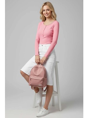 Çıtçıt Detaylı Bluz Pembe T4343