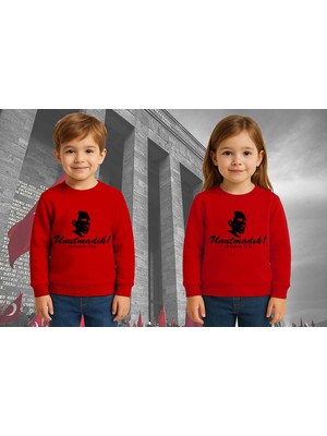 Unisex Ay Yıldızlı 19 Mayıs 29 Ekim 23 Nisan 10 Kasım Atatürk Çocuk 3 Iplik Şardonlu Sweatshirt
