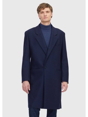 Lacivert Regular Fit Casual Örme Palto