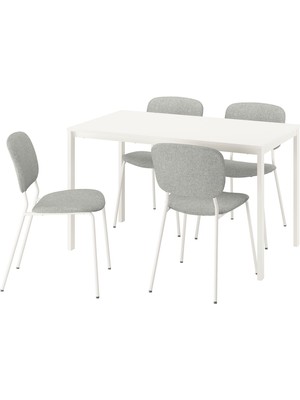 Mutfak Masası Takımı, Beyaz-Tibbleby Bej/gri, 4 Sandalyeli, Sabit, 125X74 cm