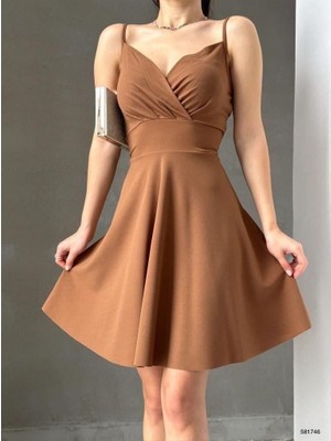 	krep Kumaş Ince Askılı Kloş Elbise 581746