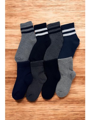 Tibo 8 Çift Kışlık Kalın Havlu Çocuk Soket Çorap Dikişsiz Burun Özelliği ile Asorti Renklerde