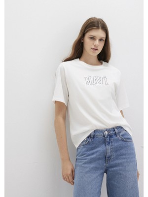 Mavi Mavi Logo Baskılı Ekru Tişört 1613564-70057