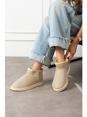 Kadın Mini Taban Süet Içi Kürklü Şık Günlük Bot