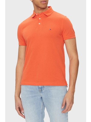 Tommy Hilfiger Streç Pamuklu Slim Fit Düğmeli Polo Yaka T Shirt Erkek Polo Yaka T Shirt MW0MW17771 Scx