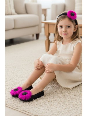 Ceyda Babet Ceyda Shoes Süslü Kadife Ev,hac, Umre Babeti, Hediye, Günlük Babet,tüylü Babet, Panduf, Patik, Gösteri Pisi Pisi Ponpon