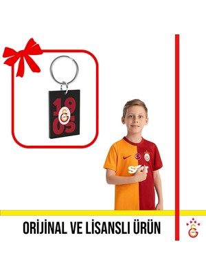 Galatasaray Lisanslı 2023-2024 Sezon 5 Yıldızlı Çocuk Iç Saha Forması ve Sarı Kırmızı Logolu Anahtarlık