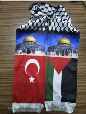 Zc Bayrak Filisitin Ve Türk Bayrağı Saten Atkı
