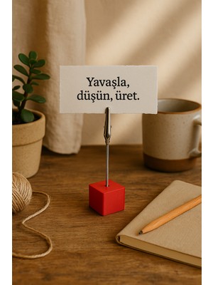 Metal Not Tutucu Metal Kıskaçlı Notluk Kırmızı Masaüstü Not Tutacağı