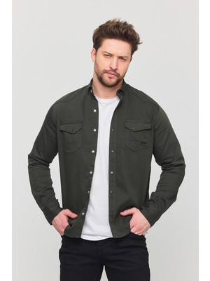 A02Teks Yxc Slim Erkek Çift Cepli Çıtçıtlı Kot Gömlek