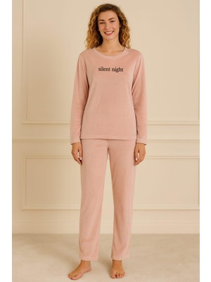 Pemilo Kadın 13166-2541 Uzun Kol Kadife Pijama Takımı