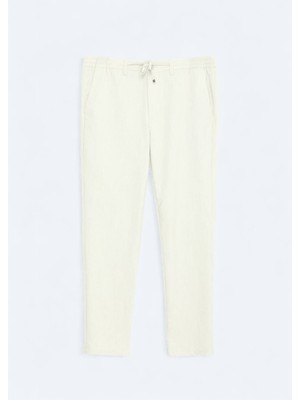 Açık Bej Düz Dokuma Jogging Fit Casual Pantolon