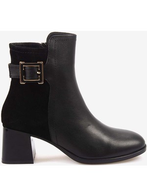 Kemal Tanca Hakiki Deri & Süet Kadın Topuklu Bot 24577