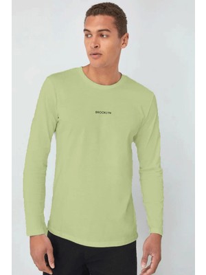 Erkek Uzun Kollu Orta Brooklyn Baskılı Tshırt SPR25TS40
