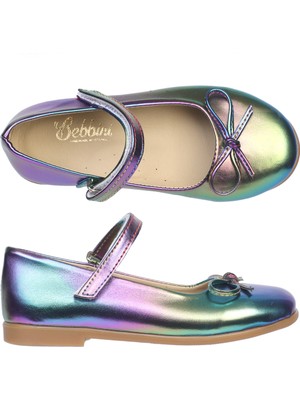 Dream- Özel Gün Renkli Fiyonklu Vegan Deri Kız Çocuk Babet