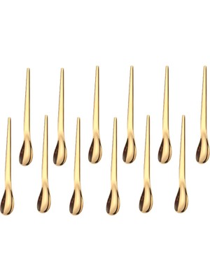 304 Çelik 12 Adet Gold Lüx Modern Çay Kaşığı Kahve Fincan Kaşığı CIN581SR-12X
