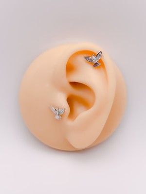 Cerrrahi Çelik Piercing ( Pirsing ) Zirkon Anka Kuşu Tragus Helix Piercing (1ADET)