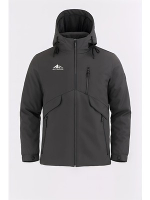 Erkek Gri Outdoor Su Itici Kapüşonlu Kaban – Rüzgar Geçirmez, Hafif ve dayanıklı