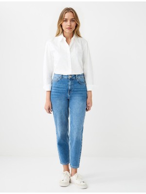 Jimmy Key Ekru %100 Pamuk Düz Kesim Uzun Kollu Dokuma Gömlek