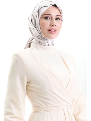 Desenli Jan Jan Eşarp 70315-02 Vizon Kahverengi