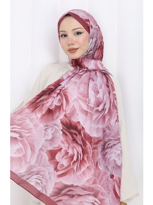 Pamuklu Desenli Koza Şal 70322-15 Mürdüm