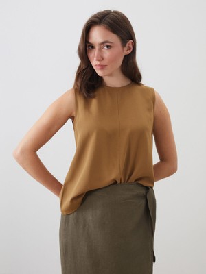 Lc Waikiki Yeni Sezon Bisiklet Yaka Keten Karışımlı Bluz