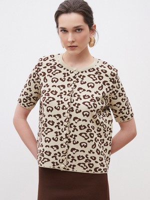 Lc Waikiki Yeni Sezon Bisiklet Yaka Desenli Kadın Triko Hırka