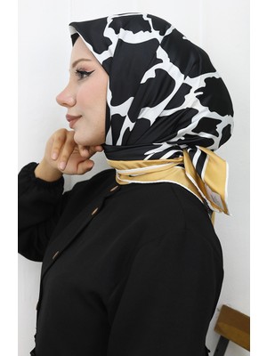 Dijital Rayon Eşarp 70309-08 Siyah Gold