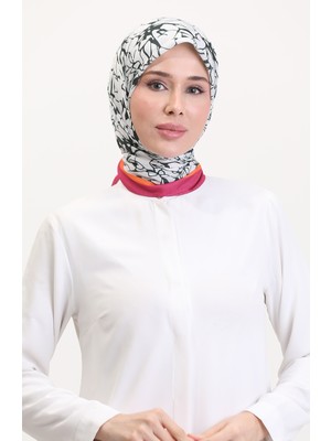 Desenli Soft Eşarp 70249-08 Fuşya Koyu Yeşil