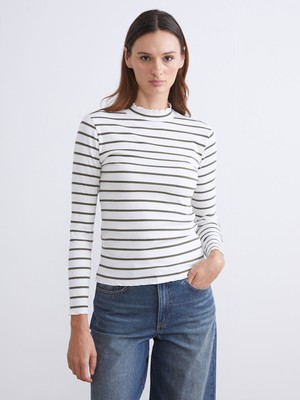 Lc Waikiki Yeni Sezon Dik Yaka Çizgili Kadın Body