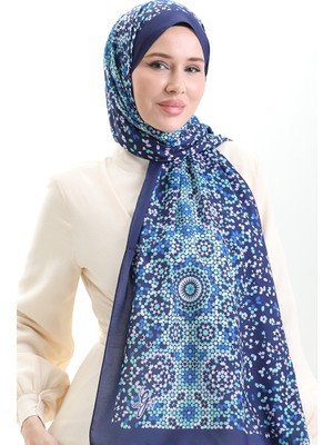 Desenli Soft Şal 70297-09 Lacivert Mint Yeşili