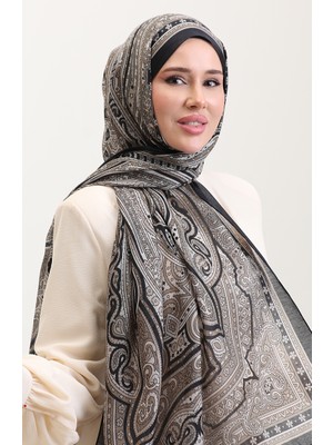 Etnik Kehribar Şal 70278-10 Siyah Vizon