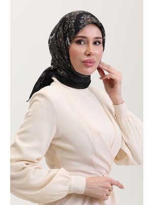 Etnik Kehribar Eşarp 70279-02 Siyah Kahverengi