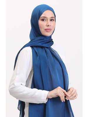 Jan Jan Şifon Şal 70239-07 Indigo