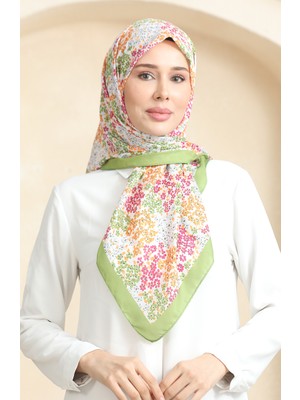 Desenli Soft Eşarp 70260-06 Fıstık Yeşili Fuşya