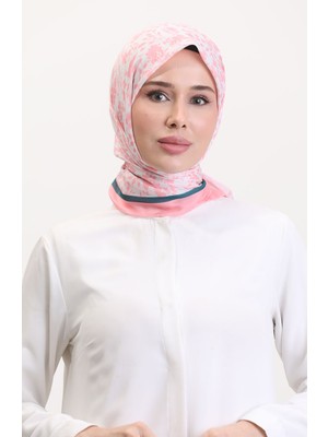 Desenli Soft Eşarp 70261-09 Pembe Zümrüt Yeşili