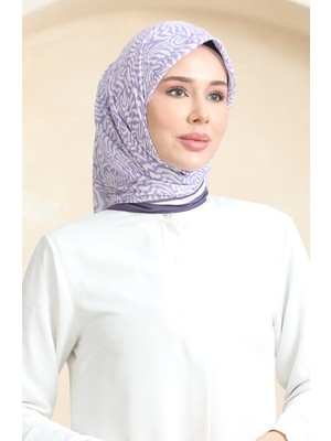 Desenli Soft Eşarp 70244-06 Koyu Lila Lila