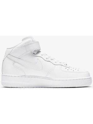Nike Air Force 1 '07 Mid Leather Unisex Sneaker Hakiki Deri Yüksek Bilek Günlük Spor Ayakkabı Beyaz