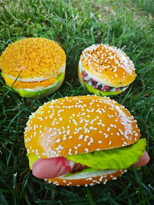 Magnet Buzdolabı Süsü Üçlü Set Hamburger ve Sosisli Seti