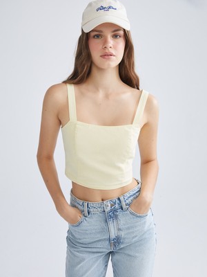 Lc Waikiki Yeni Sezon Kare Yaka Askılı Crop