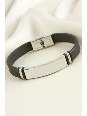 Isim Yazılabilir Silikon Çelik Bileklik