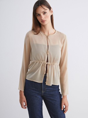 Lc Waikiki Yeni Sezon Bisiklet Yaka Transparan Bluz