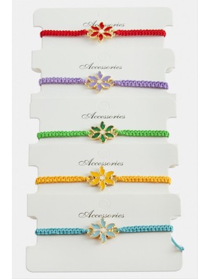 Zengezur Papatya Makrome Örgülü Bileklik-Renkli