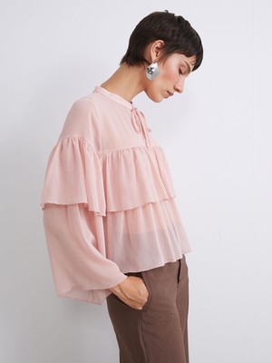 Lc Waikiki Yeni Sezon Bağlamalı Yaka Şifon Fırfırlı Bluz