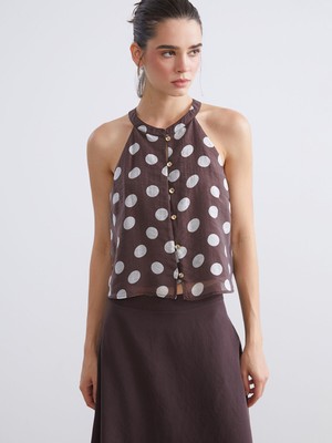 Lc Waikiki Yeni Sezon Halter Yaka Puantiyeli Bluz