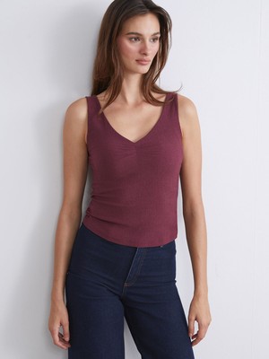 Lc Waikiki Yeni Sezon V Yaka Dokulu Büzgülü Bluz