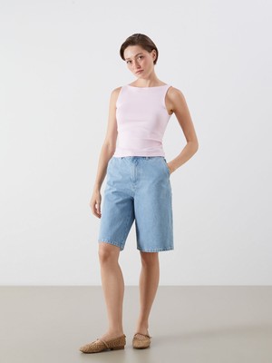 Lc Waikiki Yeni Sezon Bermuda Fit Kadın Jean Şortolon