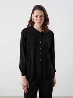 Lc Waikiki Yeni Sezon Bisiklet Yaka Kendinden Desenli Kadın Triko Hırka